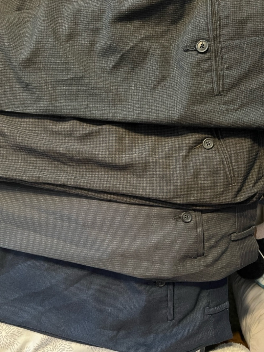 Men's Dress Pants in Dark Gray, Navy & Brown